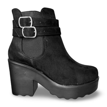 Botines de dama en gamuza negro con tacón de 8.5 cm M1905
