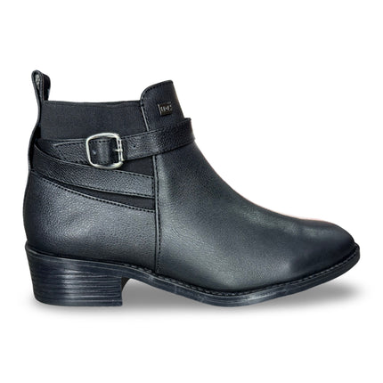 Botines de piel mezcala dama negro tacón bajo M5112