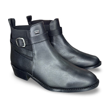 Botines de piel mezcala dama negro tacón bajo M5112