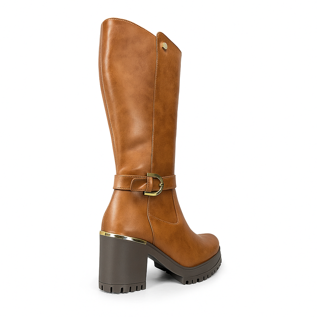 Bota tubo largo dama cognac corte novara suzy love M1113
