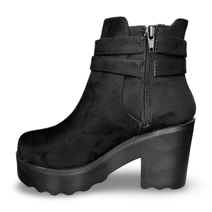 Botines de dama en gamuza negro con tacón de 8.5 cm M1905