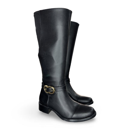 Botas negras dama tubo ajuste de chamorro Suzy Love tubo alto corte opera M5075