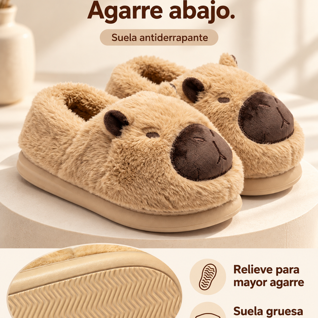 Pantuflas Capibara Suaves y Calientitas para Mujer - Diseño Kawaii Antideslizante