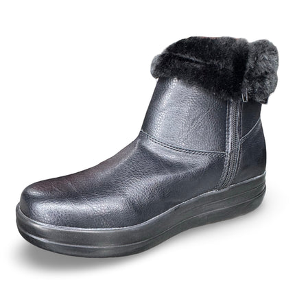 Botín negro dama con peluche acabado cabra M600