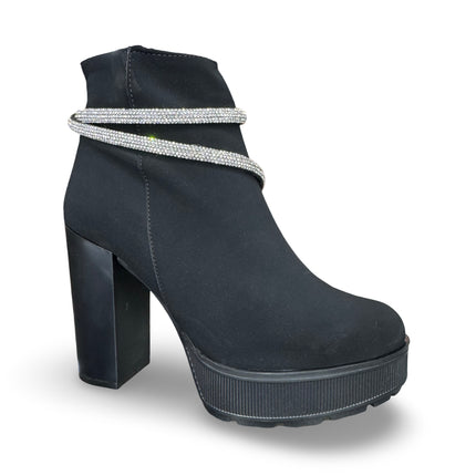 Botines de gamuza buck en negro tacón 11 cm M137