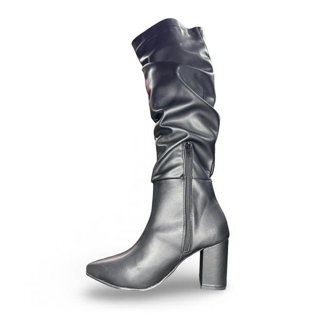 Botas tubo alto de dama acabado semiacabado textil en color Negro M4825