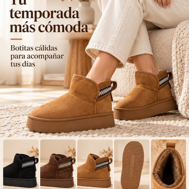 Botas Pantuflas Mujer Afelpadas Cálidas Calientitas Plataforma Invierno Suaves Cómodas