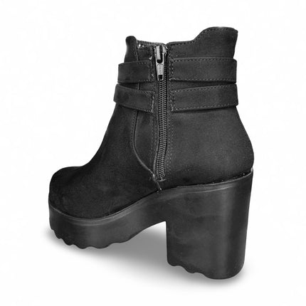 Botines de dama en gamuza negro con tacón de 8.5 cm M1905
