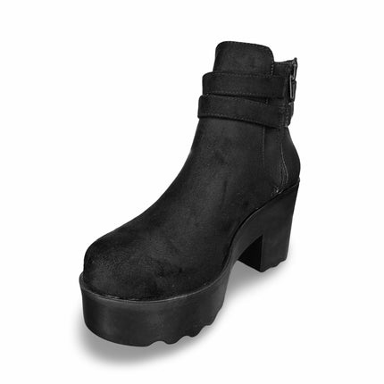 Botines de dama en gamuza negro con tacón de 8.5 cm M1905