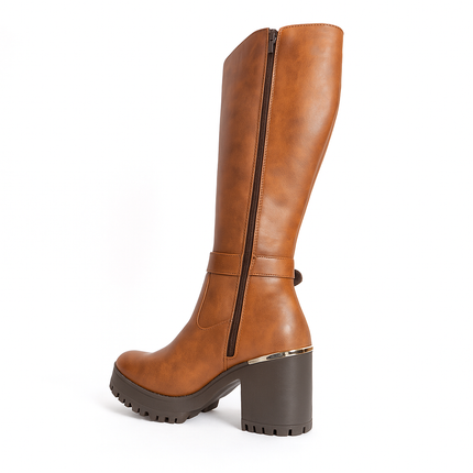 Bota tubo largo dama cognac corte novara suzy love M1113