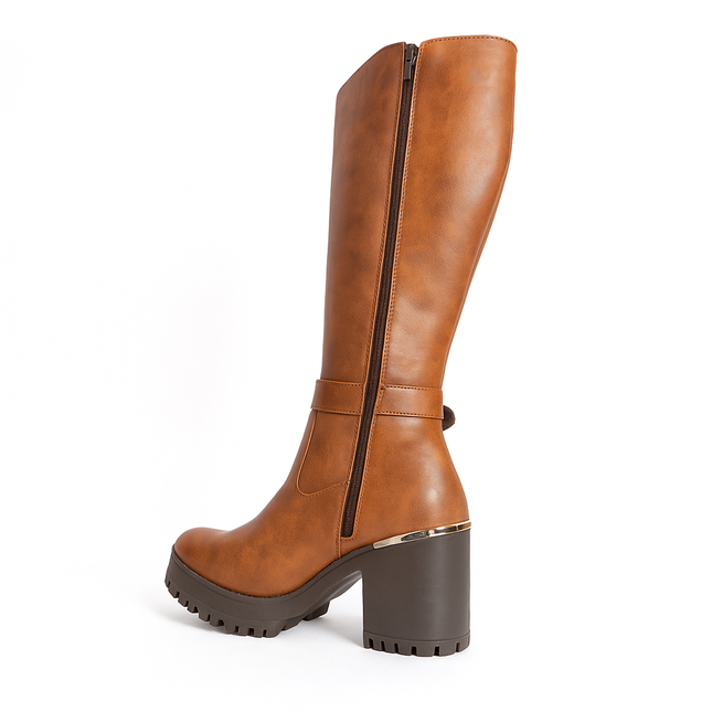 Bota tubo largo dama cognac corte novara suzy love M1113