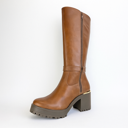 Bota tubo largo dama cognac corte novara suzy love M1113