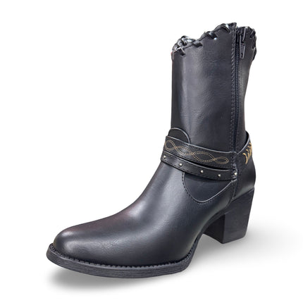 Botín vaquero dama aquila negro acabado Napa M862