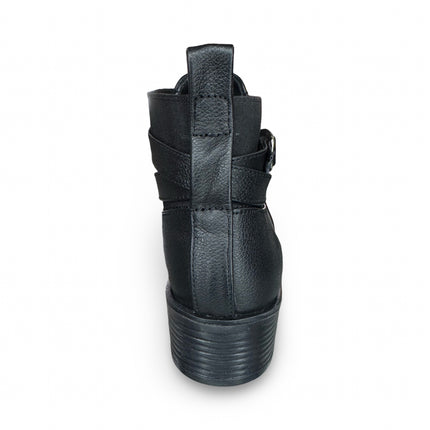 Botines de piel mezcala dama negro tacón bajo M5112