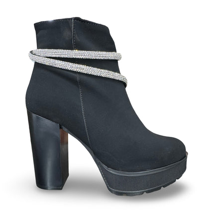 Botines de gamuza buck en negro tacón 11 cm M137