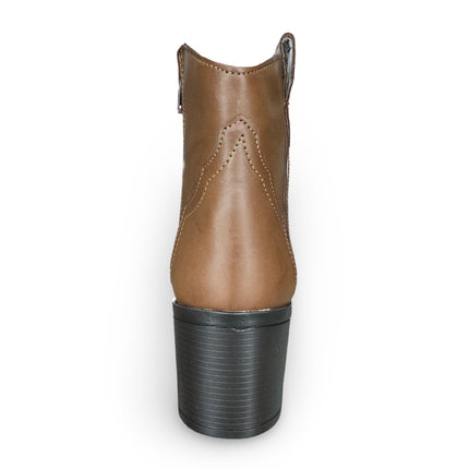 Botín estilo vaquero color olmeca taupe para dama con tacón tubo bajo M171