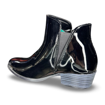 Botines charol negro dama tacón bajo M3001
