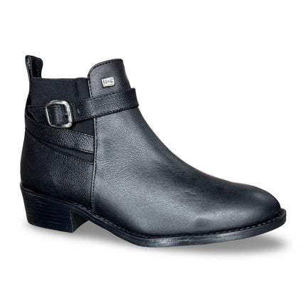 Botines de piel mezcala dama negro tacón bajo M5112