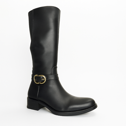Botas negras dama tubo ajuste de chamorro Suzy Love tubo alto corte opera M5075