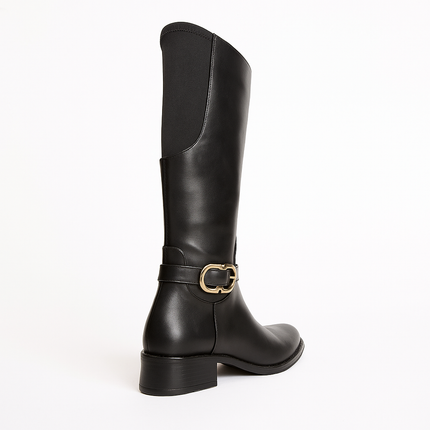 Botas negras dama tubo ajuste de chamorro Suzy Love tubo alto corte opera M5075