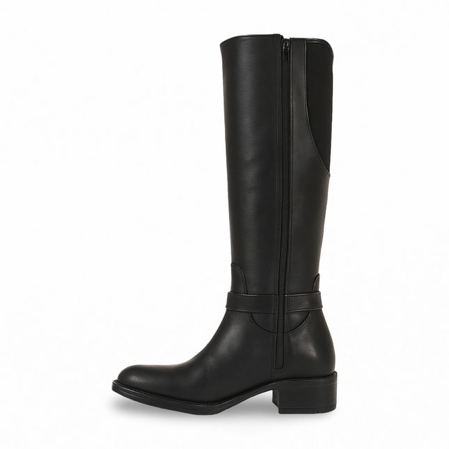 Botas negras dama tubo ajuste de chamorro Suzy Love tubo alto corte opera M5075