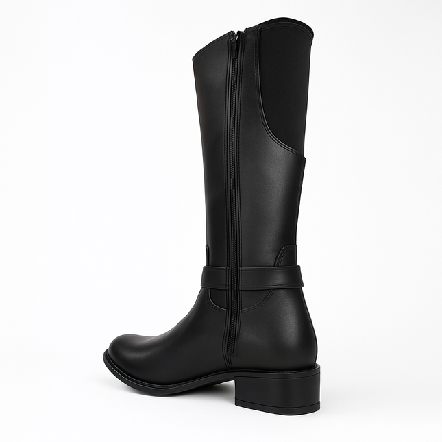 Botas negras dama tubo ajuste de chamorro Suzy Love tubo alto corte opera M5075
