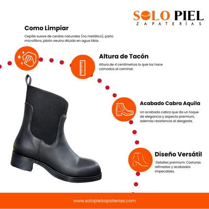 Botines de Dama en Águila Negro con Resorte - Tacón de 4 cm - Modelo M7000