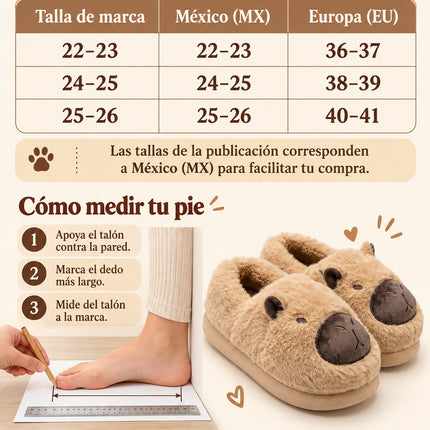 Pantuflas Capibara Suaves y Calientitas para Mujer - Diseño Kawaii Antideslizante