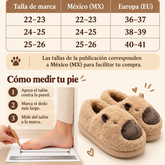 Pantuflas Capibara Suaves y Calientitas para Mujer - Diseño Kawaii Antideslizante