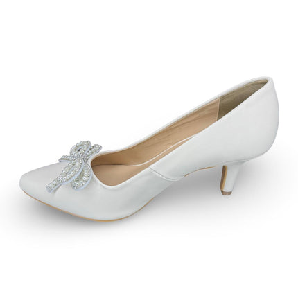 Zapatilla Moño Perlas Dama Plateada Moda 2025