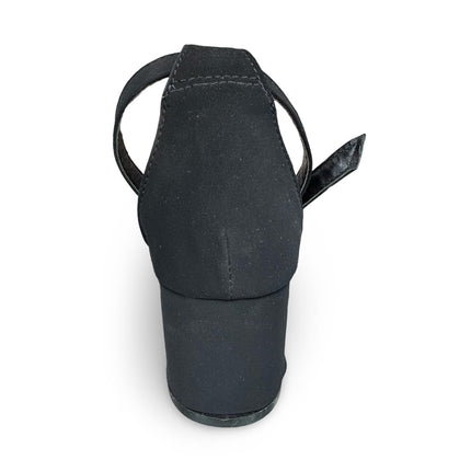 Zapatillas de tacón negras en acabado buck nudo diamantes M7013