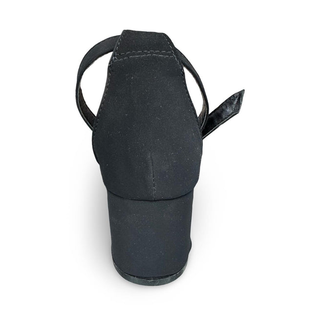 Zapatillas de tacón negras en acabado buck nudo diamantes M7013