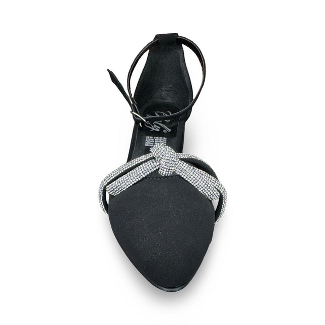 Zapatillas de tacón negras en acabado buck nudo diamantes M7013