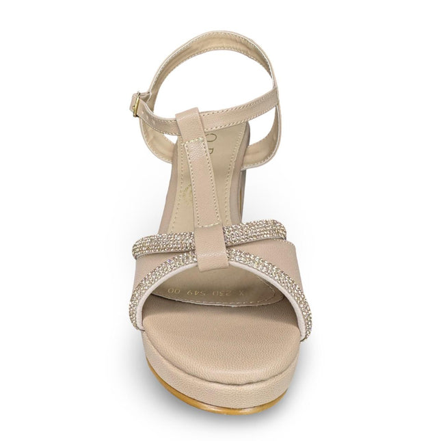 Zapatillas de tacón a diamantadas maquillaje y negro acabado cabra M549