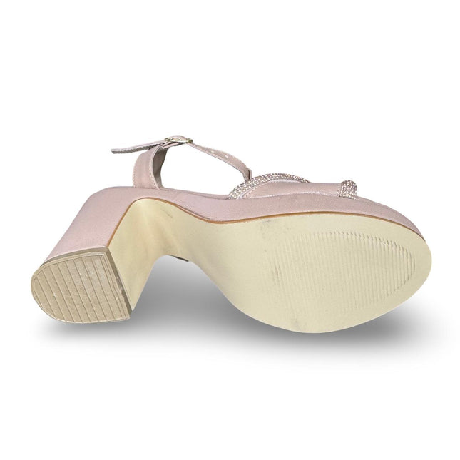 Zapatillas de tacón a diamantadas maquillaje y negro acabado cabra M549