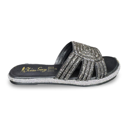 Huarache negro a diamantados acabado cabra M326