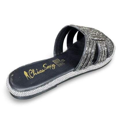 Huarache negro a diamantados acabado cabra M326