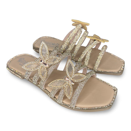 Huarache mariposas con diamantes color maquillaje M804