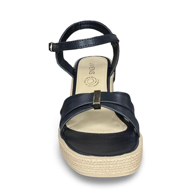 Zapatillas abiertas de tacón negro con diseño de tiras entre lazadas acabado cabra M7353