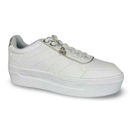 Tenis blanco plata casual con pines dama zizu´s M4474