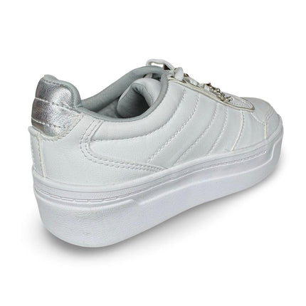 Tenis blanco plata casual con pines dama zizu´s M4474