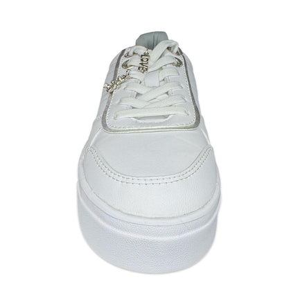 Tenis blanco plata casual con pines dama zizu´s M4474