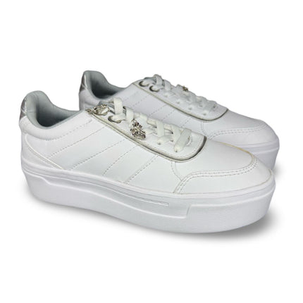 Tenis blanco plata casual con pines dama zizu´s M4474