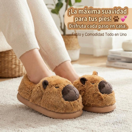Pantuflas Capibara Suaves y Calientitas para Mujer - Diseño Kawaii Antideslizante
