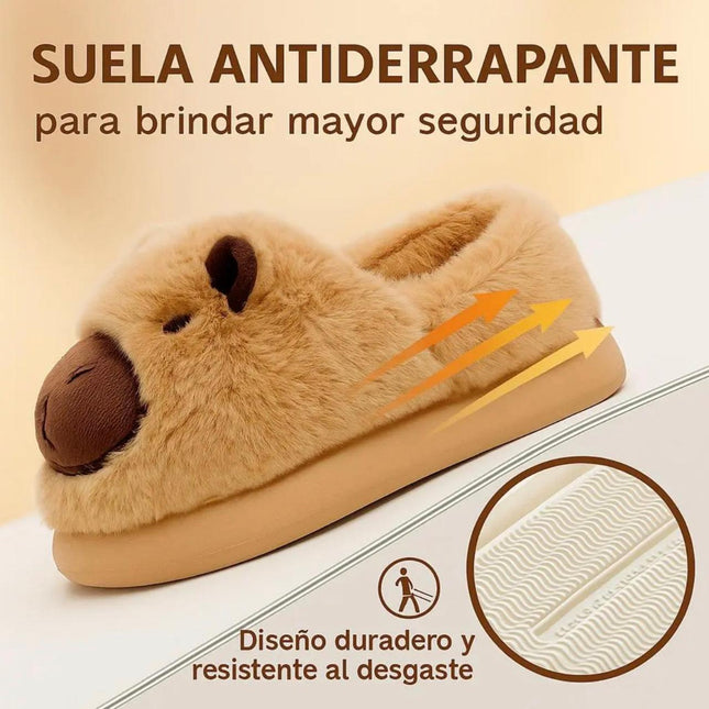 Pantuflas Capibara Suaves y Calientitas para Mujer - Diseño Kawaii Antideslizante