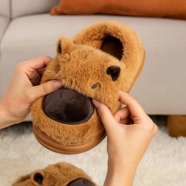 Pantuflas Capibara Suaves y Calientitas para Mujer - Diseño Kawaii Antideslizante