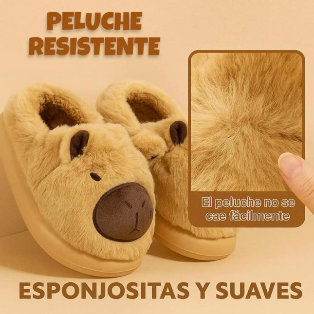 Pantuflas Capibara Suaves y Calientitas para Mujer - Diseño Kawaii Antideslizante