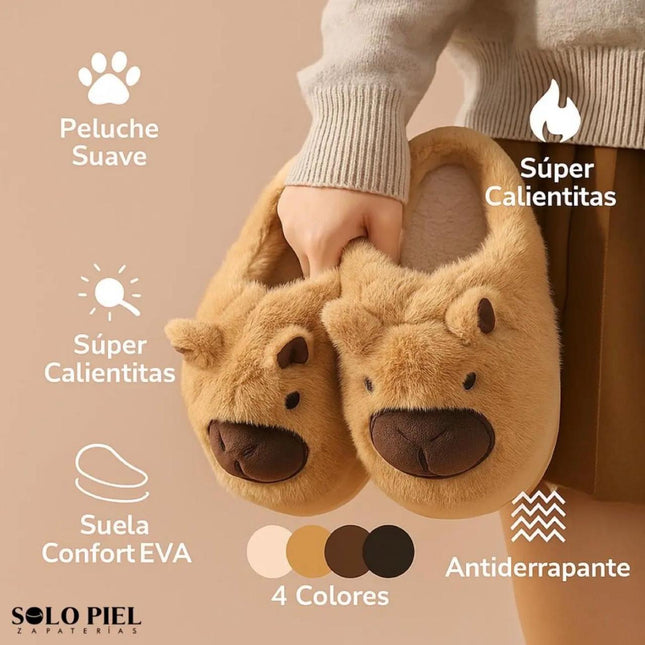 Pantuflas Capibara Suaves y Calientitas para Mujer - Diseño Kawaii Antideslizante
