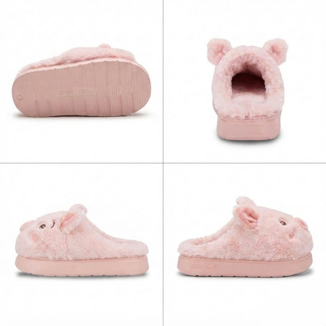 Pantuflas Cerdito Dama Kawaii Cómodas, Calientitas – Pantuflas de Peluche Suaves para Mujer