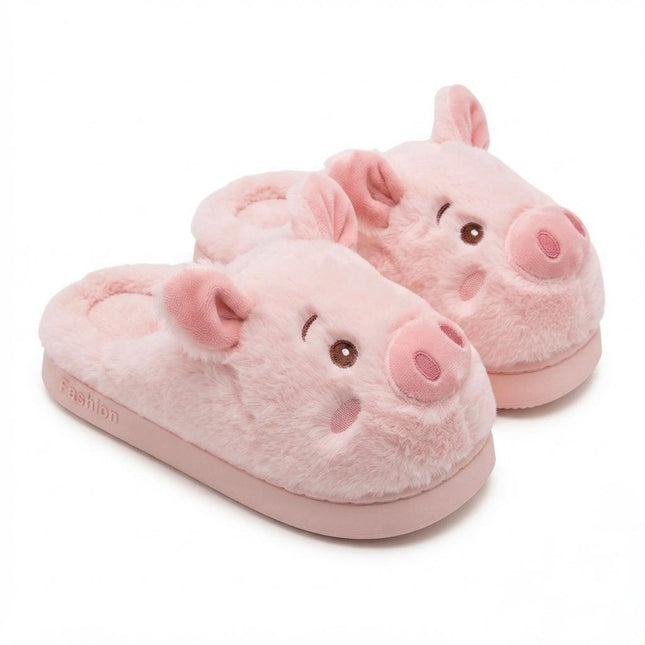 Pantuflas Cerdito Dama Kawaii Cómodas, Calientitas – Pantuflas de Peluche Suaves para Mujer